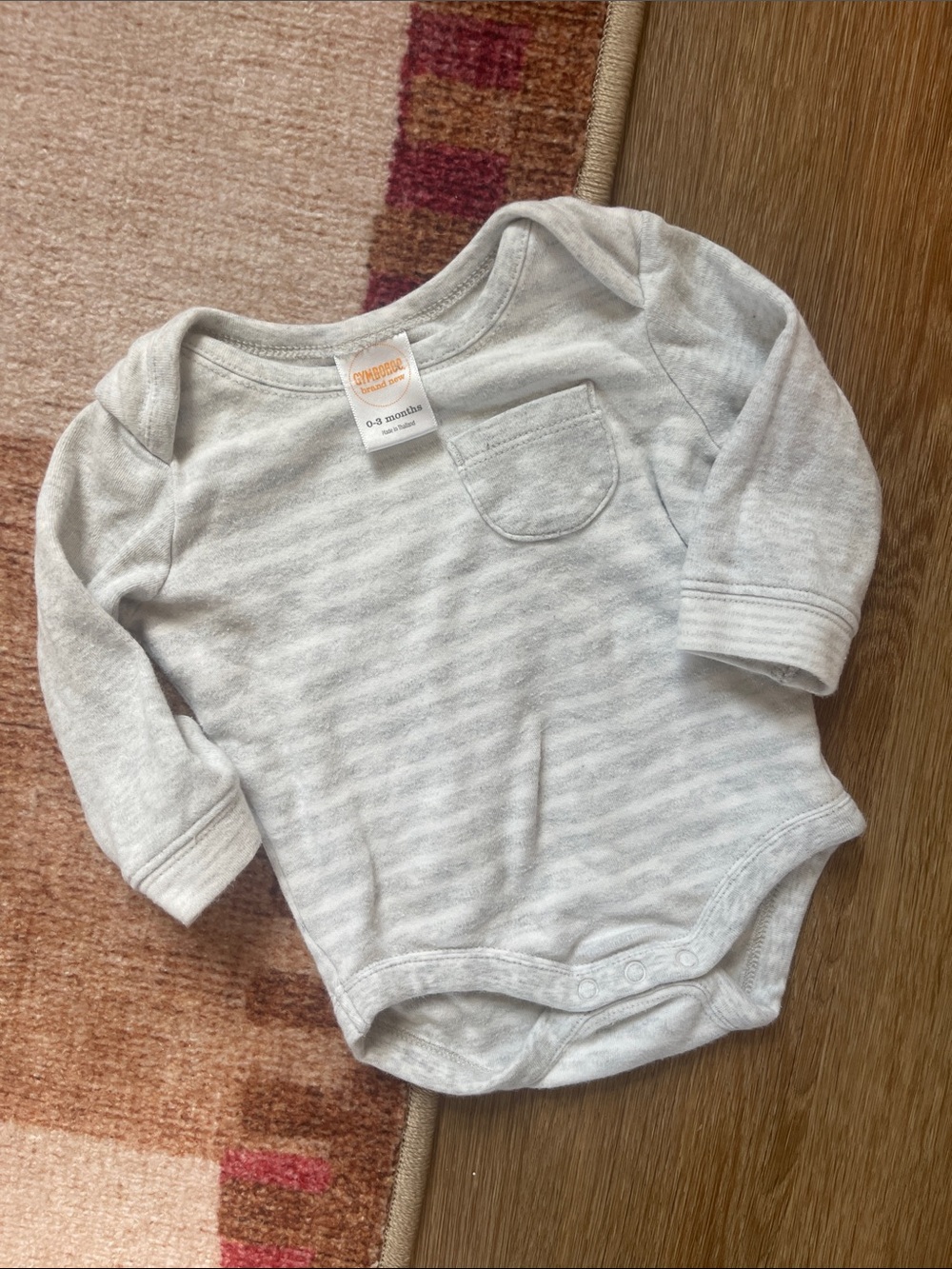 Gymboree Light Gray Heather Striped Long-Sleeve Baby Bodysuit